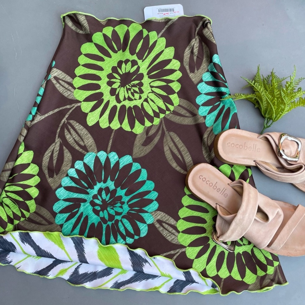 Reversible Bias Skirt Red and Orange - Picture 2 of 7